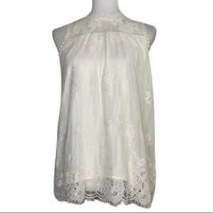 IT’S OUR TIME Sleeveless Lace High Neck Blouse S